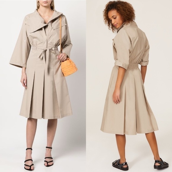PHILLIP LIM Belted Khaki Short Sleeve Pleated Culotte Utility Trench Jumpsuit 10 - Picture 4 of 11